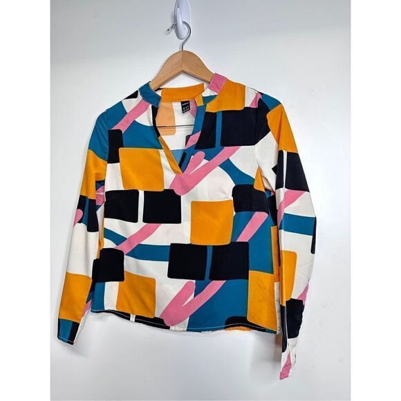 SHEIN Shirt Womens Modern Long Sleeve Multicolor Blouse Size XS - Picture 4 of 7